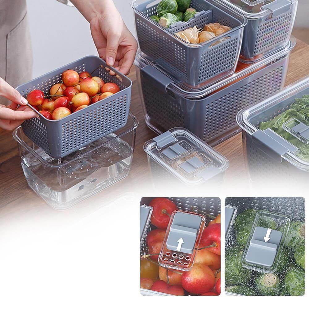 BowLift | Multifunctional Vegetable & Fruit Refrigerator Drainage Organizer Box with Lid