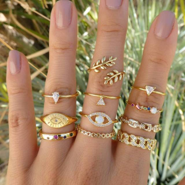 BowLift | Fashion Crystal Gold color  Geometric Knuckle Rings set