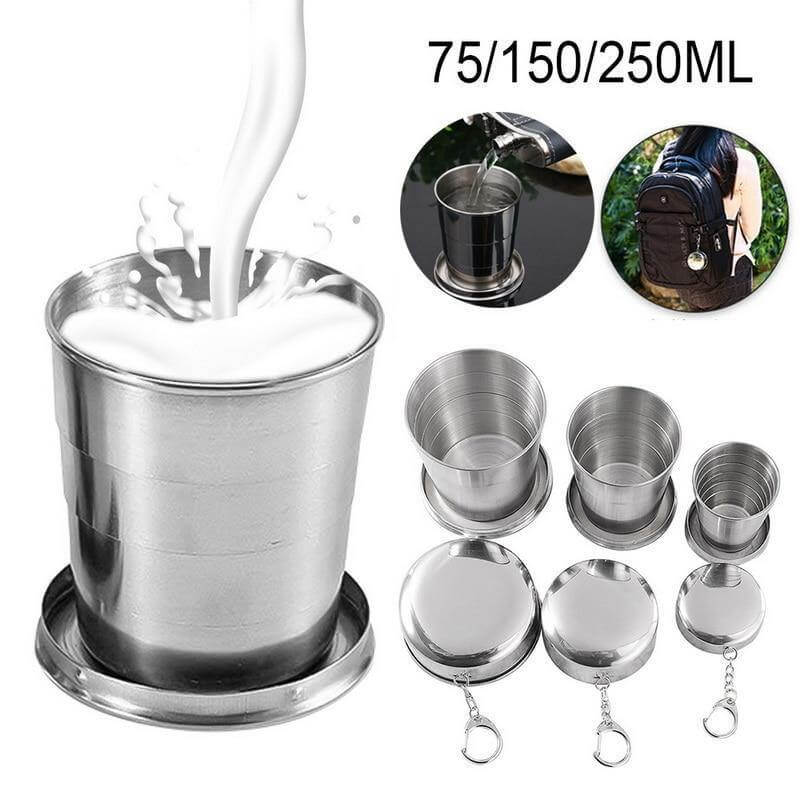 BowLift | Foldable Portable Stainless Steel Camping Cup With Keychain