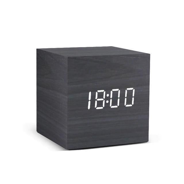BowLift | LED alarm clock in wooden cube shape