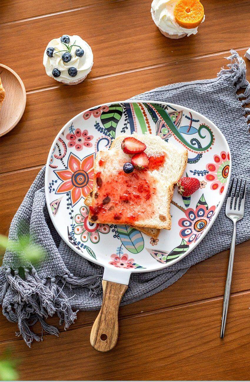 BowLift | Colorful Ceramic Floral Pattern Serving Plate