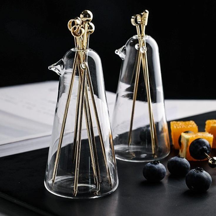 BowLift | Elegant Stainless Steel Fruit Fork Jar