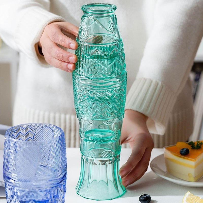 BowLift | Colored Glass Cup Set in Koi Fish Shape - Sale