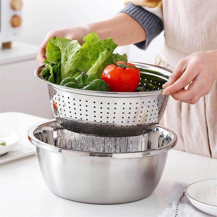 BowLift | 3in1 Stainless Steel Vegetable Slicer with Drain Basket