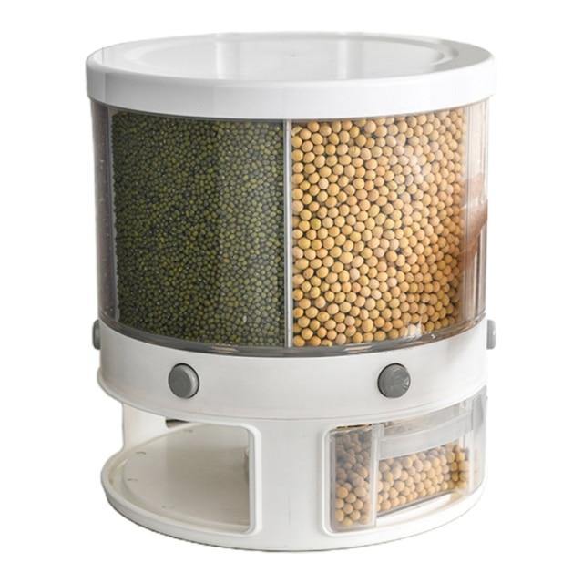 BowLift | 6 Grid Rotating Rice Storage Box Dispenser