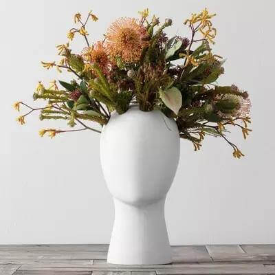 BowLift | Creative Human Head White Black Decorative Ceramic Vase