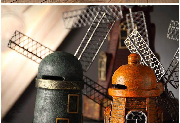 BowLift | 4 Colors Vintage Resin Windmill Ornaments Piggy Banks