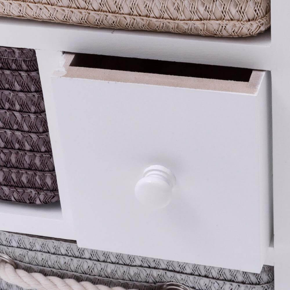 BowLift | Wooden 4 Drawer 4 Woven Basket Storage Cabinet