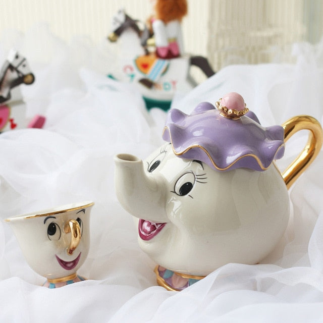 BowLift | Limited Cartoon Beauty and the Beast Bone China Cup Tea Set Mrs. Potts and Chips Teapot Coffee Cups Set