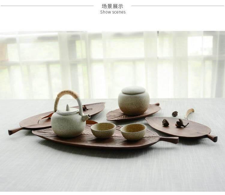 BowLift | Walnut Snack Tray Leaf Plates