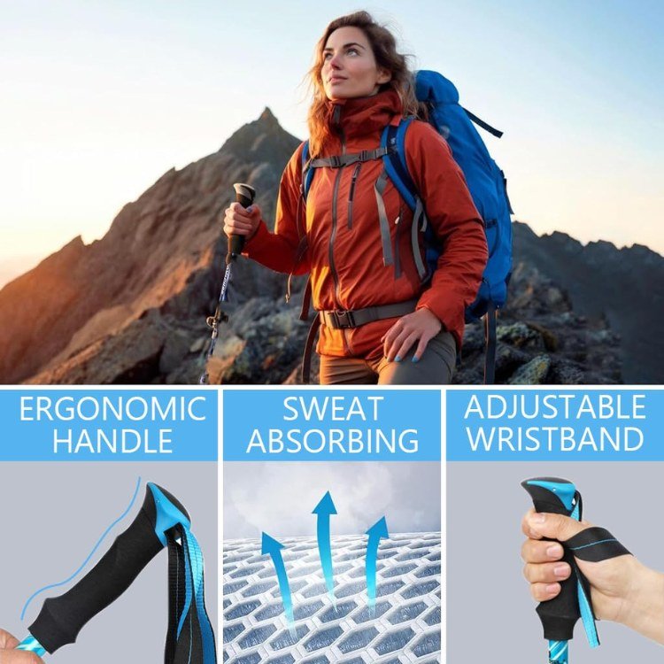BowLift | Ergonomic Trekking Poles | Ultra-Light, Adjustable & Anti-Slip Grips for Hiking, Trekking & Backpacking Adventures
