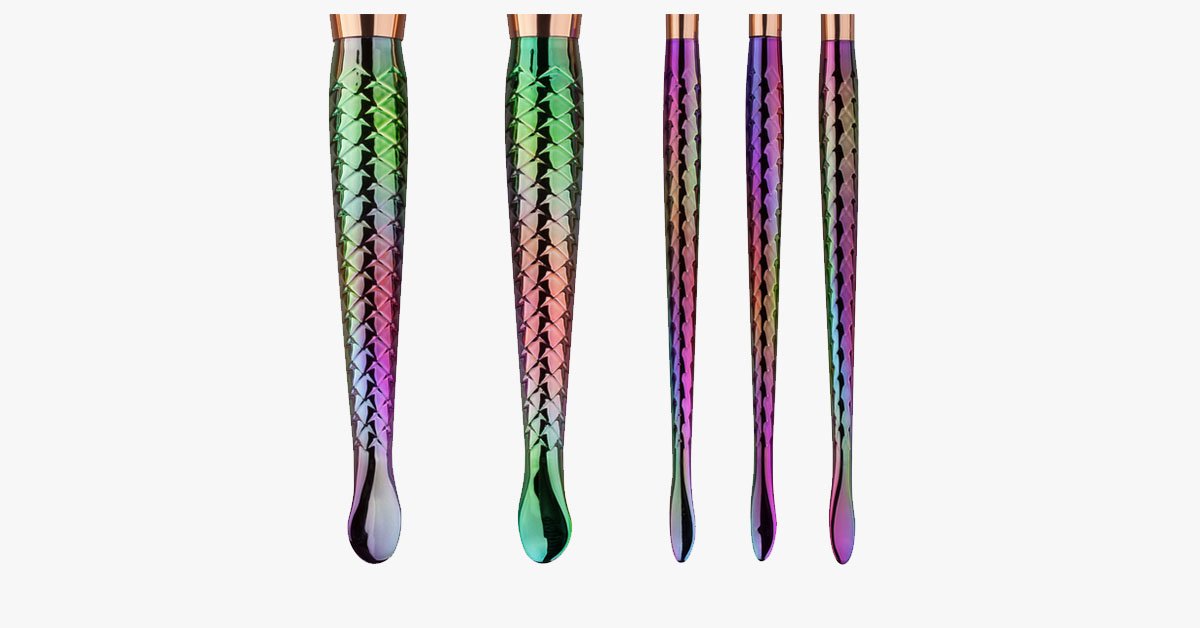 BowLift | 7 Pieces Rainbow Mermaid Brush Set - Unique Colorful Brush Set Perfect for Comprehensive Makeup