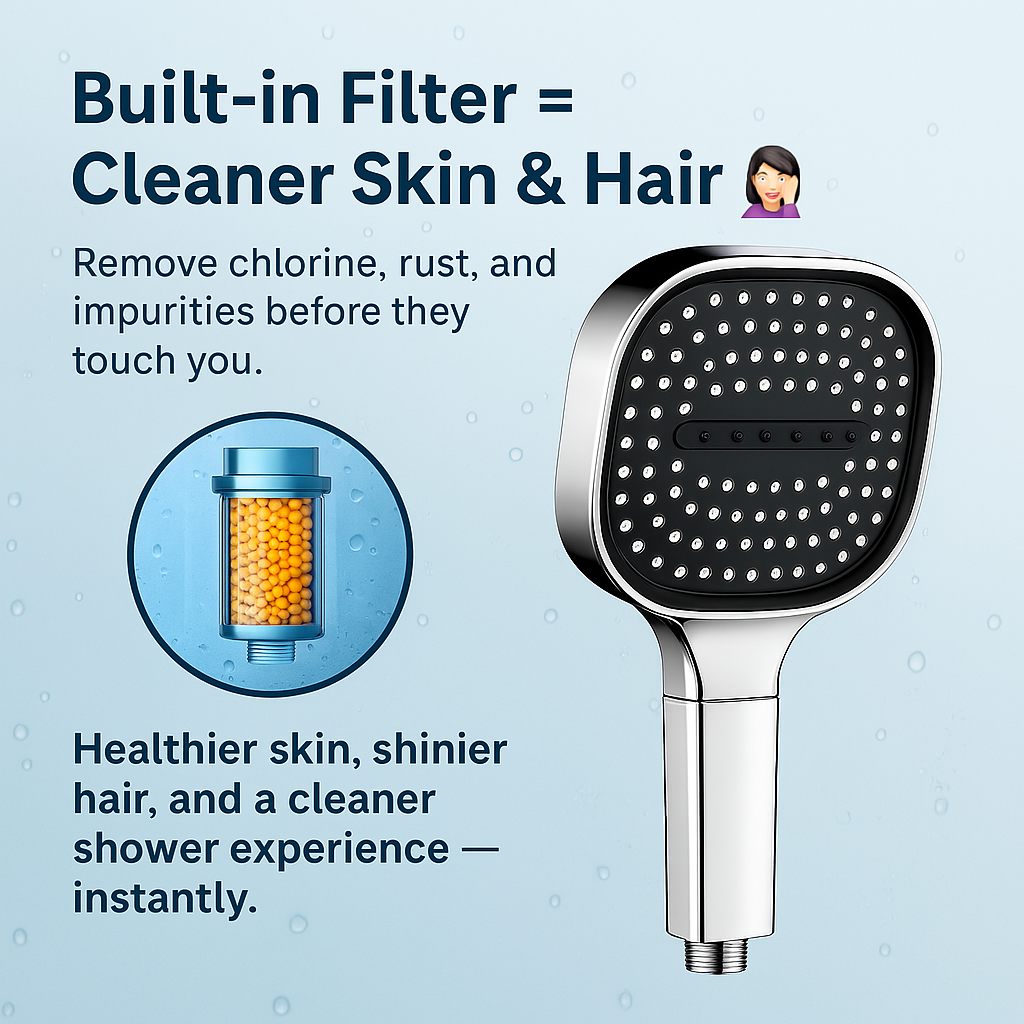 BowLift | High-Pressure Shower Head | Turbo-Boost Technology & Advanced Filtration for Healthier Skin and Hair