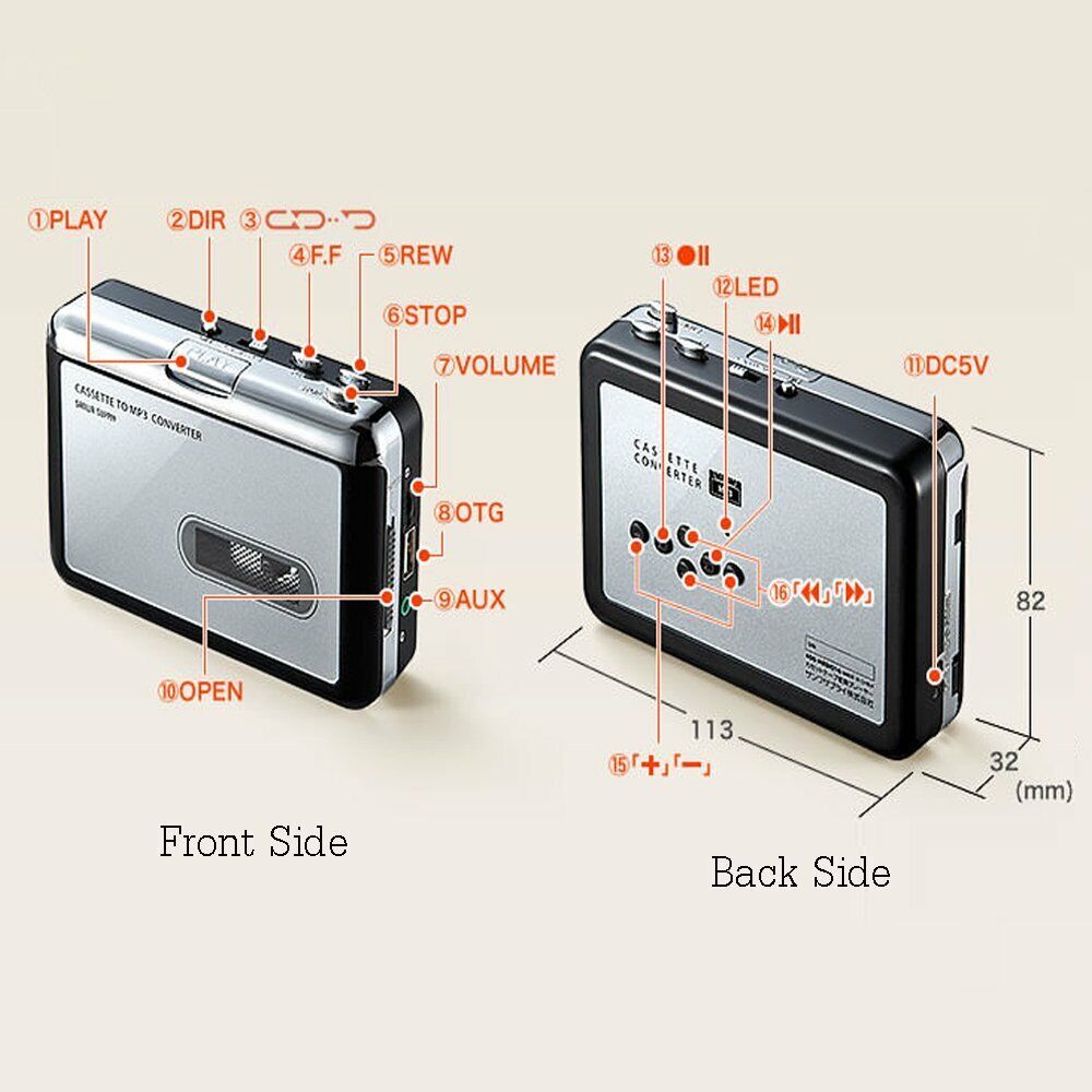 BowLift | Cassette-to-MP3 format converter - Save to USB flash drive - Music player