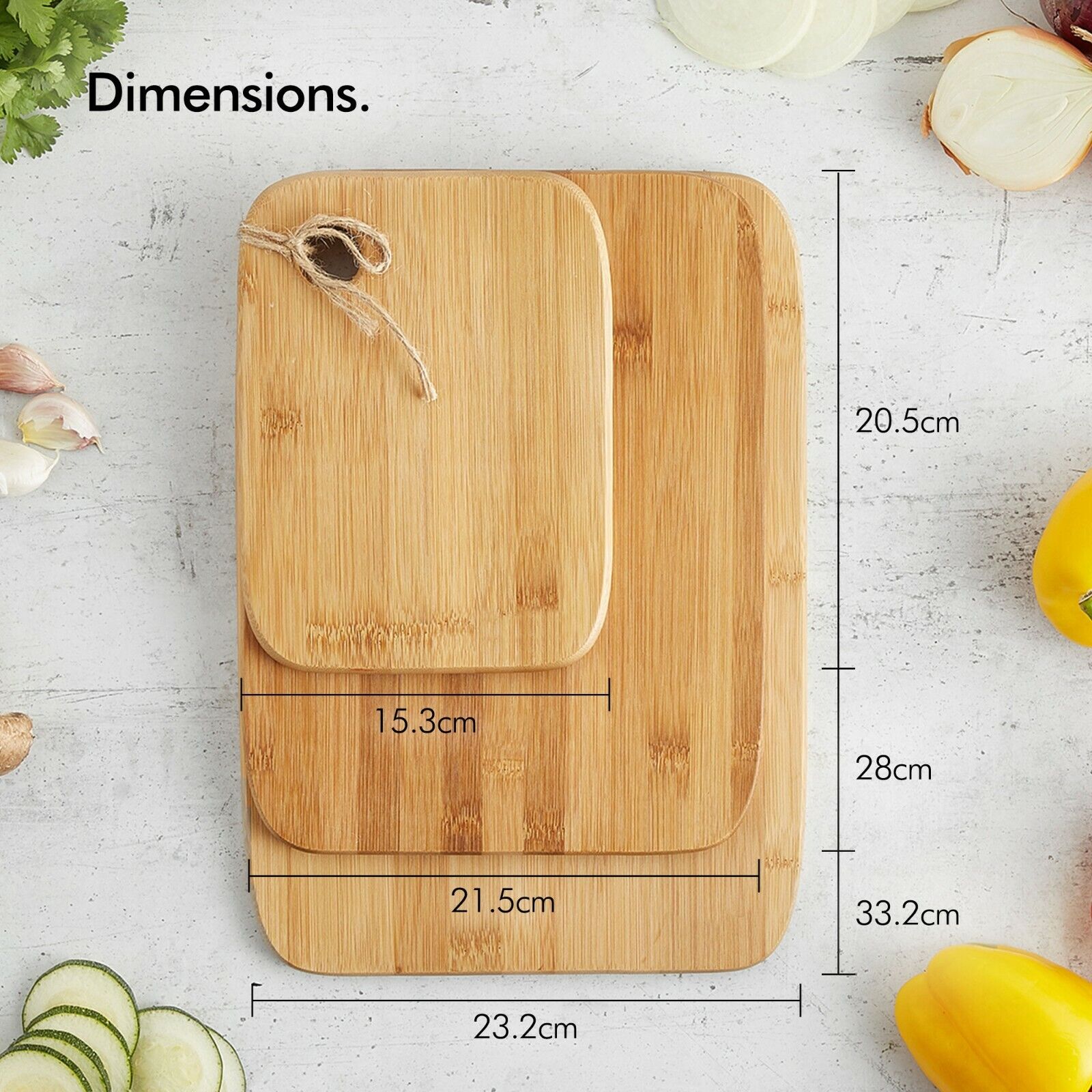 BowLift | Bamboo Cutting Board Set – 3-Piece Sustainable Cutting Boards for Kitchen