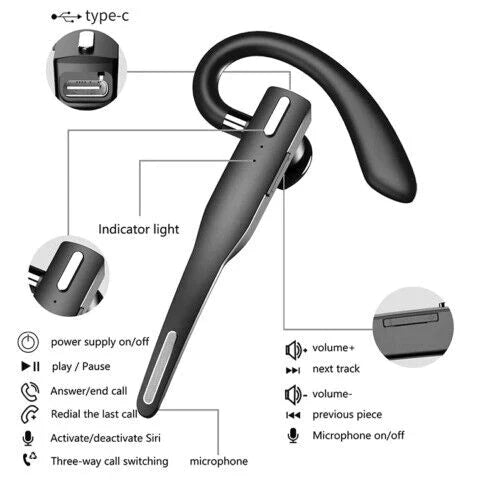 BowLift | Trucker Dual Mic Wireless Bluetooth 5.1 Noise Cancelling Headset/Earphones