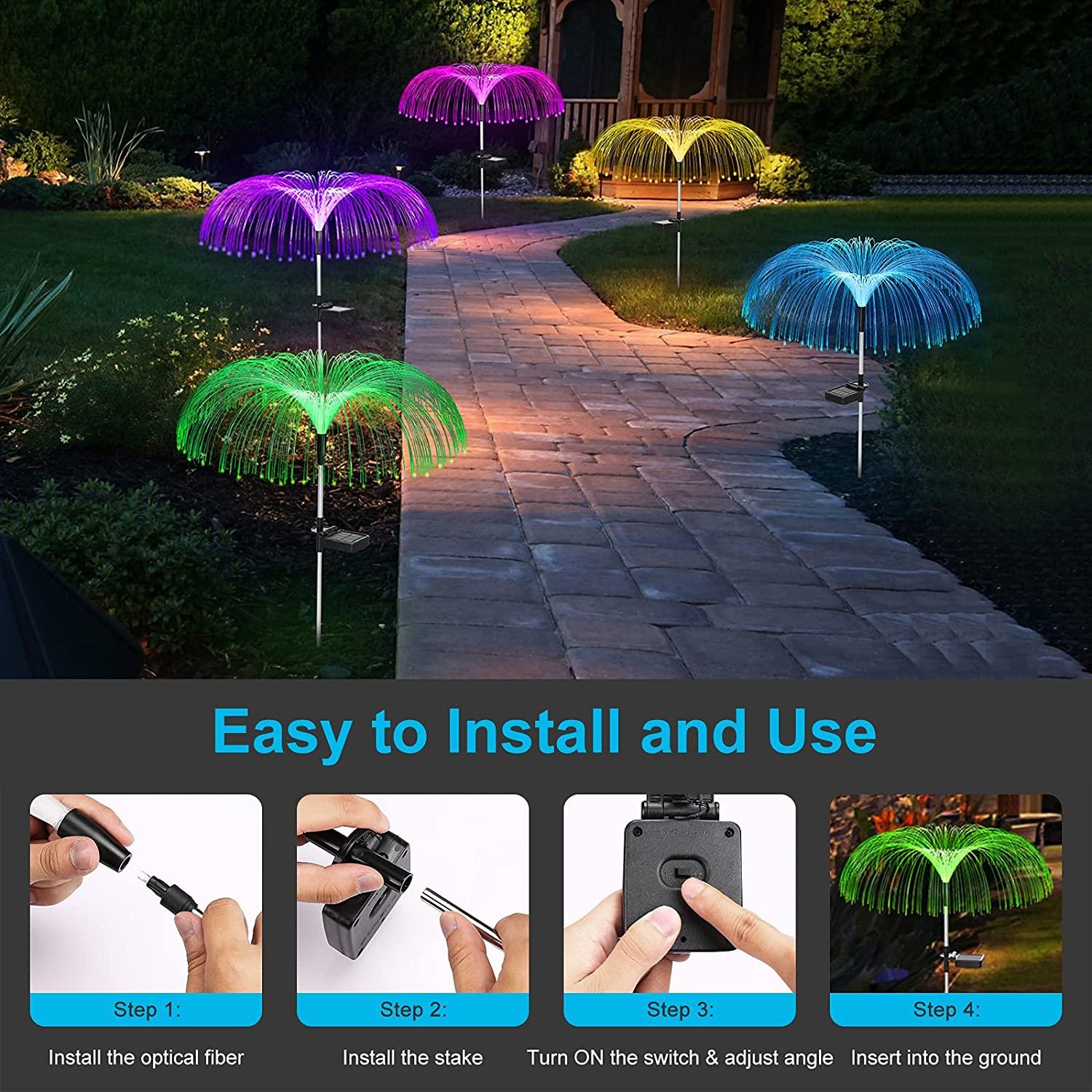 BowLift | Functional Outdoor Lights - Solar Fiber Optic Jellyfish Garden Lamp