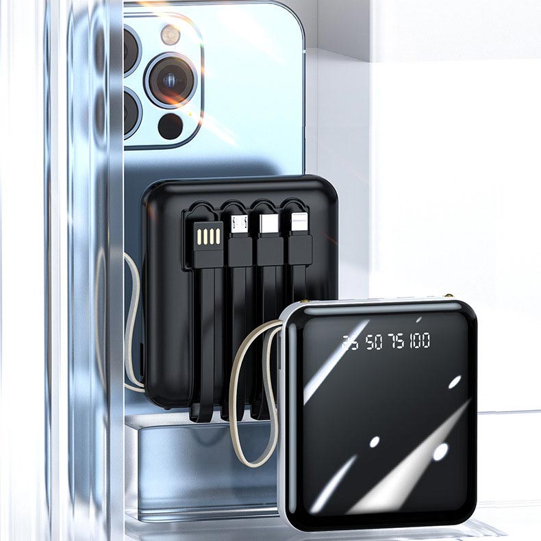 BowLift | Fast Charge 20000mAh Mini Powerbank with Integrated Cables