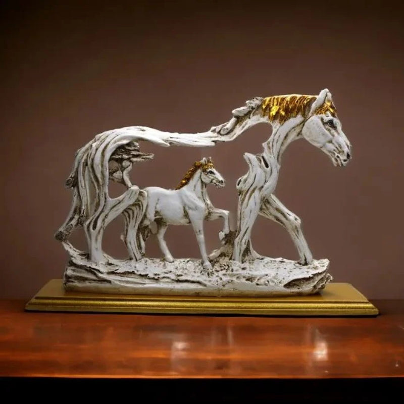 BowLift | Galloping horse statue with pony stone figure