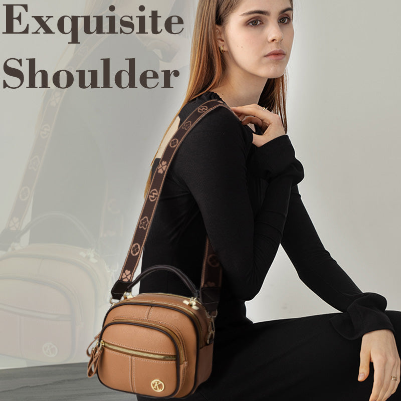 BowLift | Classic multi-room adjustable wide strap PU leather crossbody bag