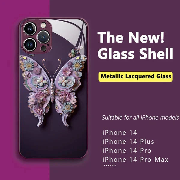 BowLift | Flat 3D glass case with butterfly pattern for iPhone