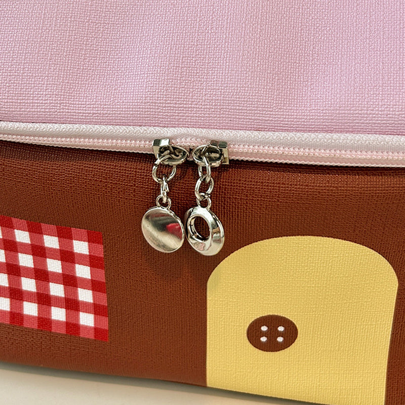 BowLift | Color block colored, house-shaped handheld cosmetic bag with large capacity