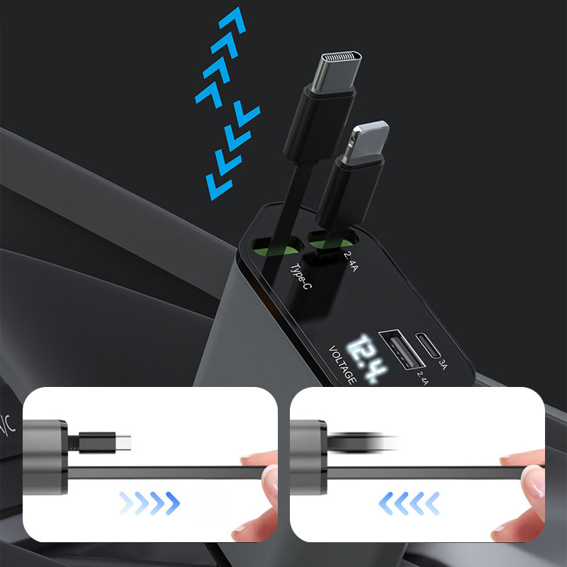 BowLift | 4-in-1 fast charger and retractable car charger