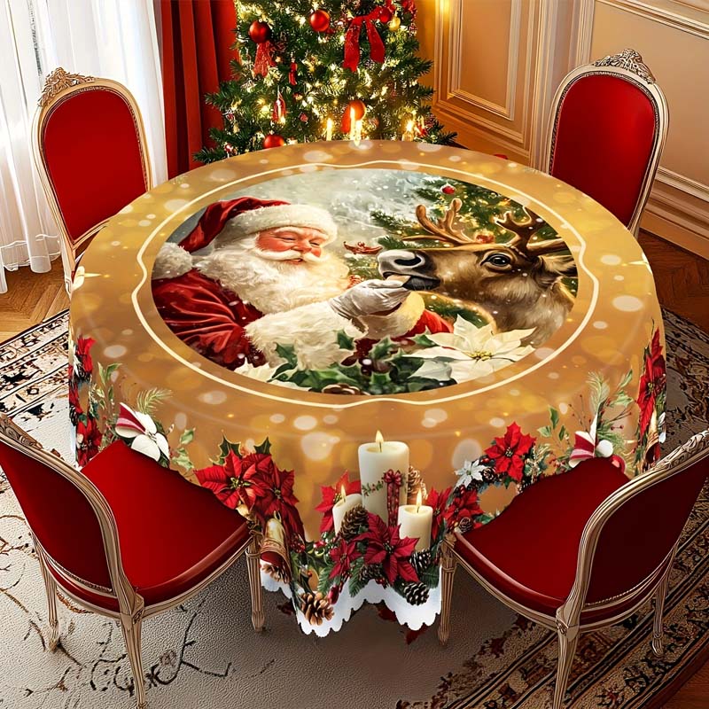 BowLift | Christmas Table Runner with Reindeer and Snowmen – Durable Polyester Tablecloths Model PineGlow