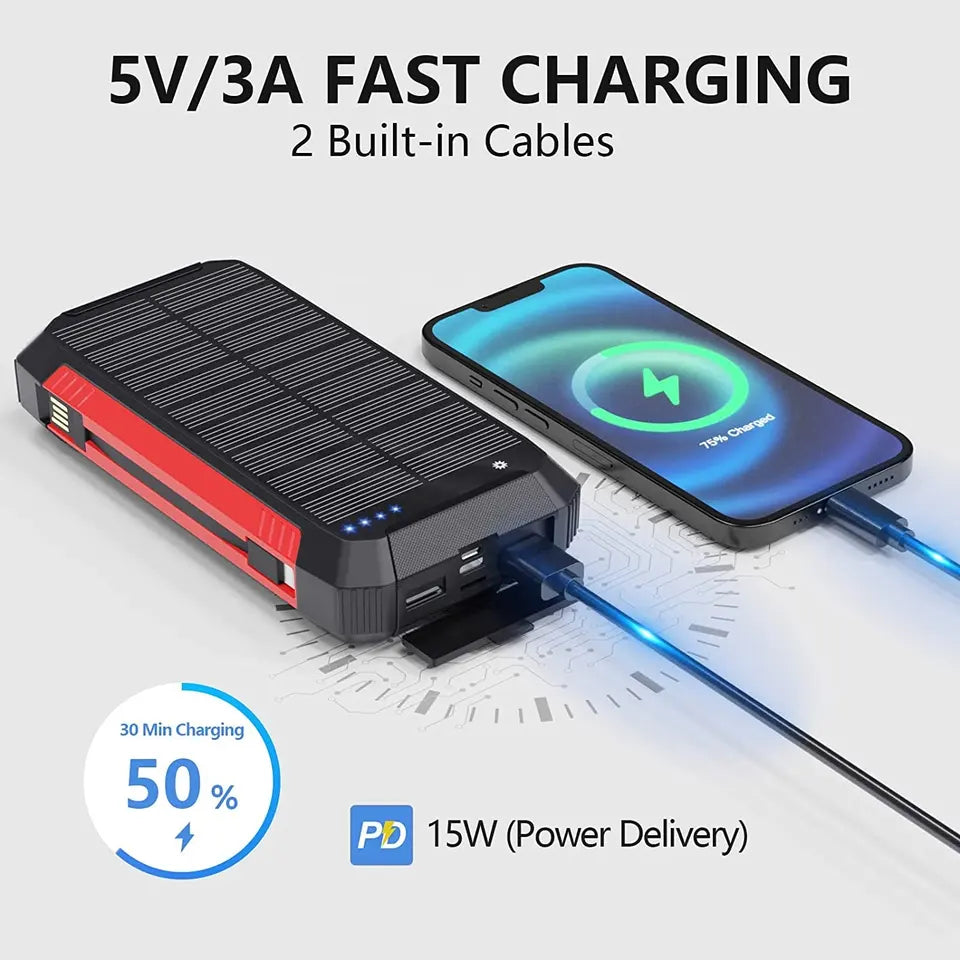 BowLift | 30000mAh Solar Charger Wireless Waterproof Power Bank External