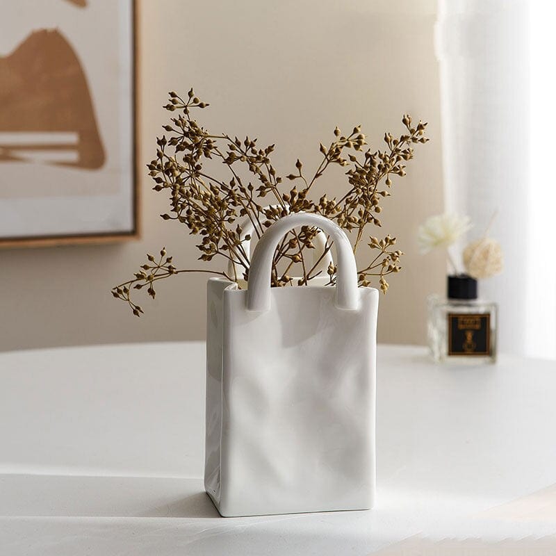 BowLift | White Bag Porcelain Vase