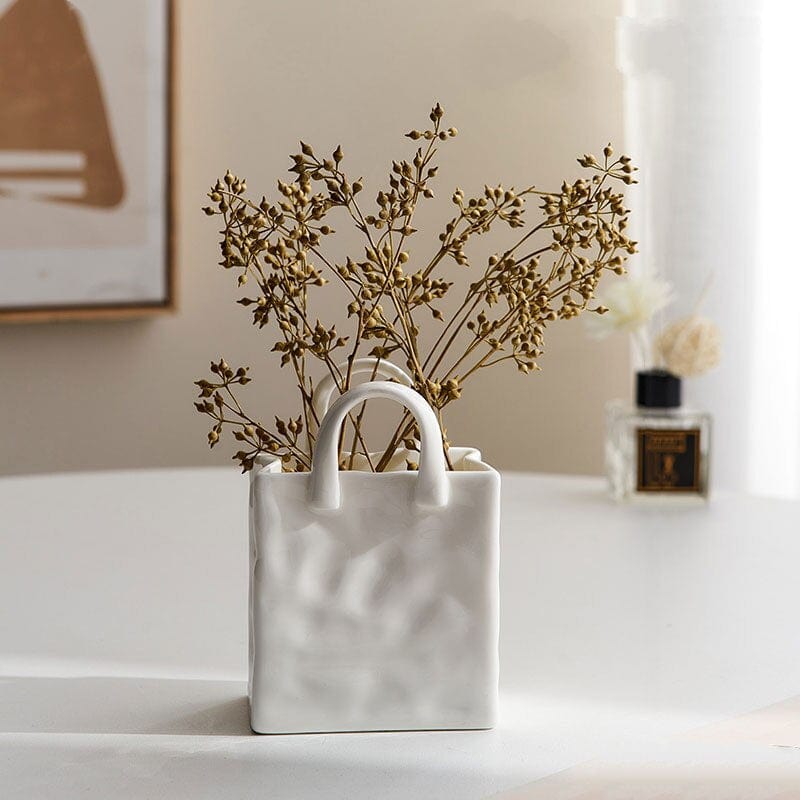 BowLift | White Bag Porcelain Vase