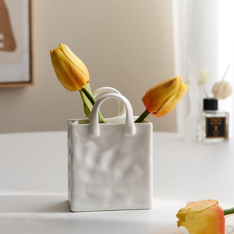 BowLift | White Bag Porcelain Vase