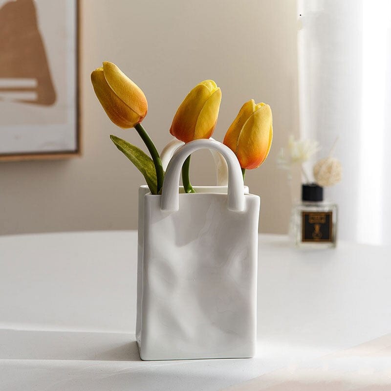 BowLift | White Bag Porcelain Vase