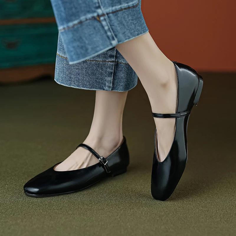 BowLift | Casual shoes: Distinctive comfortable ballerinas - Leather retro style - TSS158
